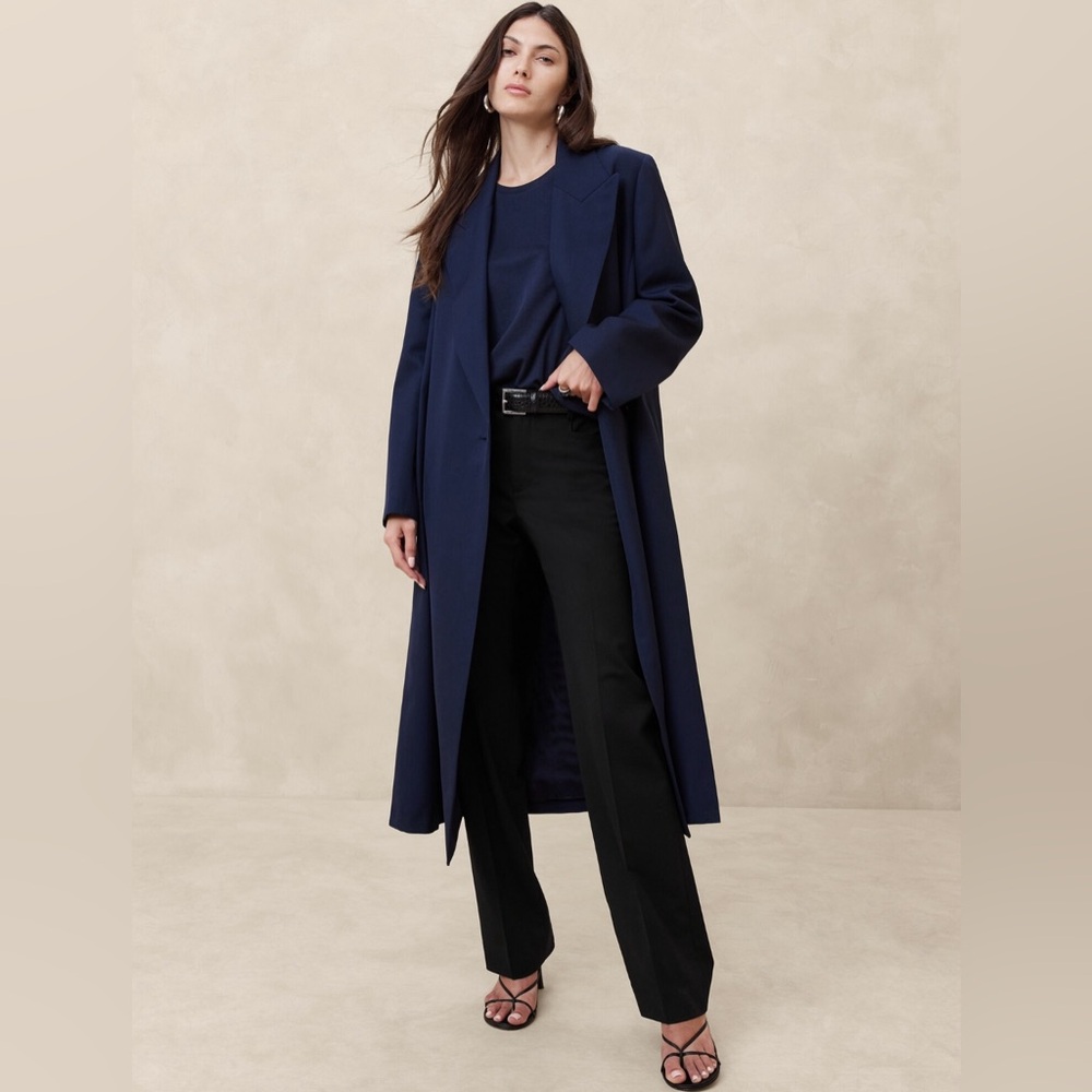 NWT! Banana Republic Black Siena Straight Wool Pant - ALL SIZES LONG - Picture 2 of 9